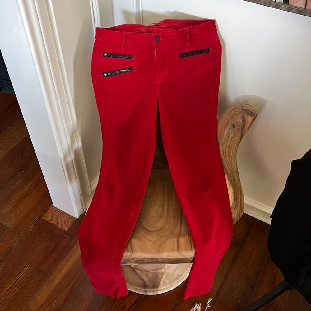 J Brand red corduroy skinny jeans - Picture 2 of 4